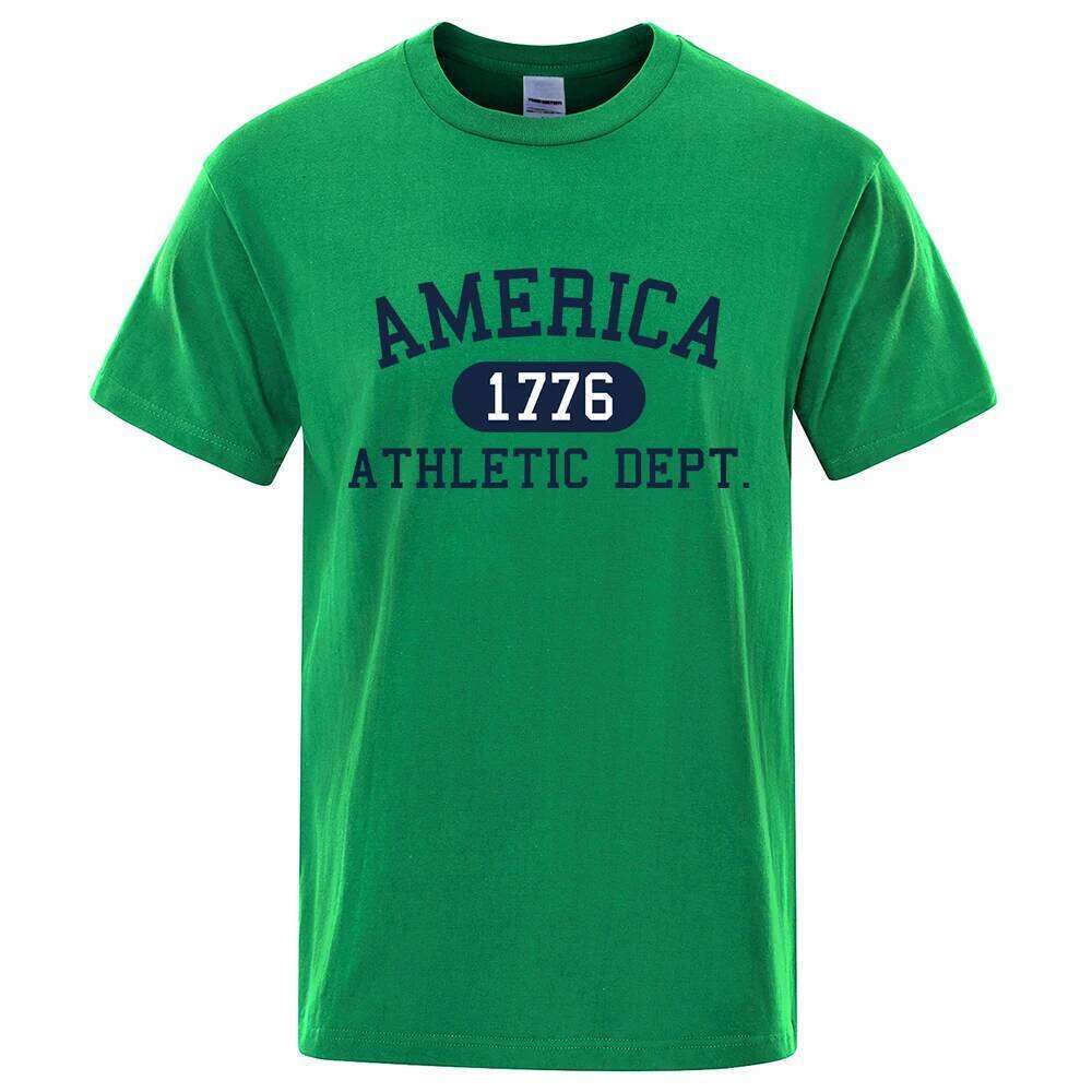 America 1776 Athletic Dept Letter Tshirt Man Fashion Summer Luxury T-Shirt Hip Hop Breathable Cotton Tee Clothes C260228 - view 3