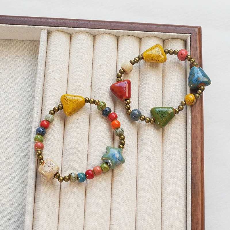 Ethnic Style Ceramic Beaded Adjustable Bracelets For Women Men Colorful Hand Woven Beaded Bracelets Jewelry Accessories Gifts H260228