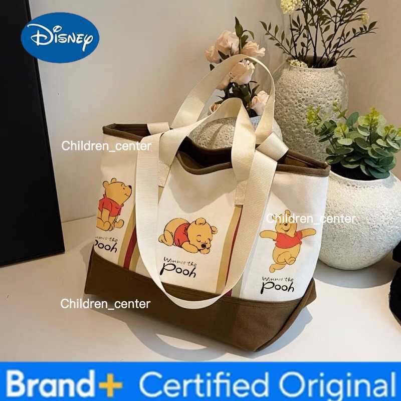 Disney 2026 New Winnie The Pooh Tote Bag For Women Fashion Canvas Shoulder Bag Ladies Casual Large Capacity Handbag H260228
