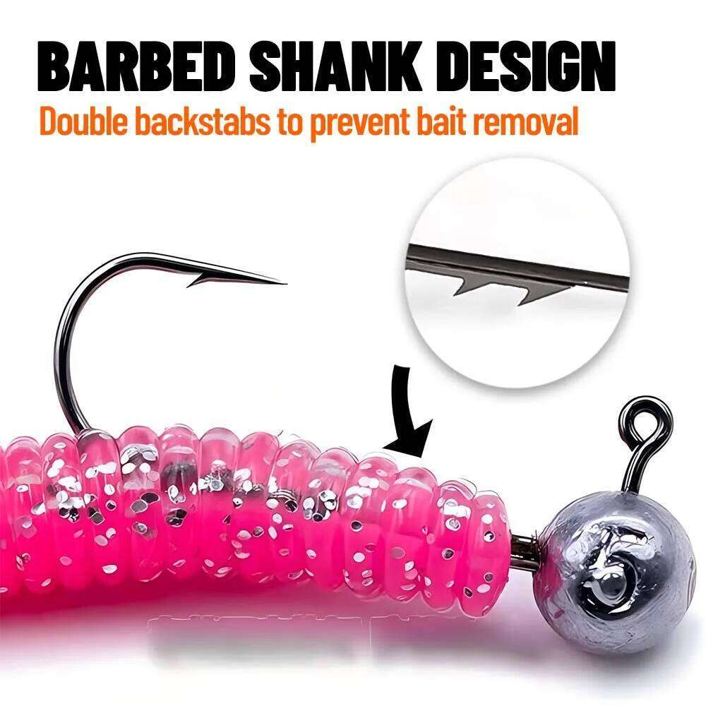 ZUKIBO Backstab Jig Heads Hook Shank Round Ball High Carbon Steel Long For Soft Lure Worm Fishing Accessorie 10pcs Z260228