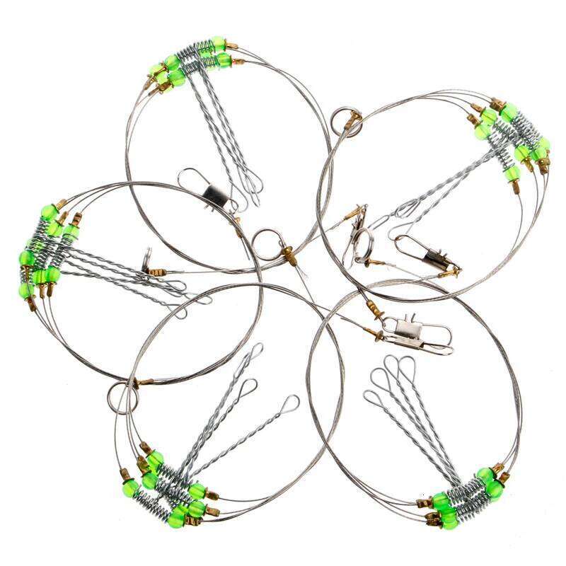 Tpoline Tackle 1Pcs Anti-Winding Swivel String Sea Fishing Hook Steel Rigs Wire Leader Fish Hooks Gift Durable Z260228