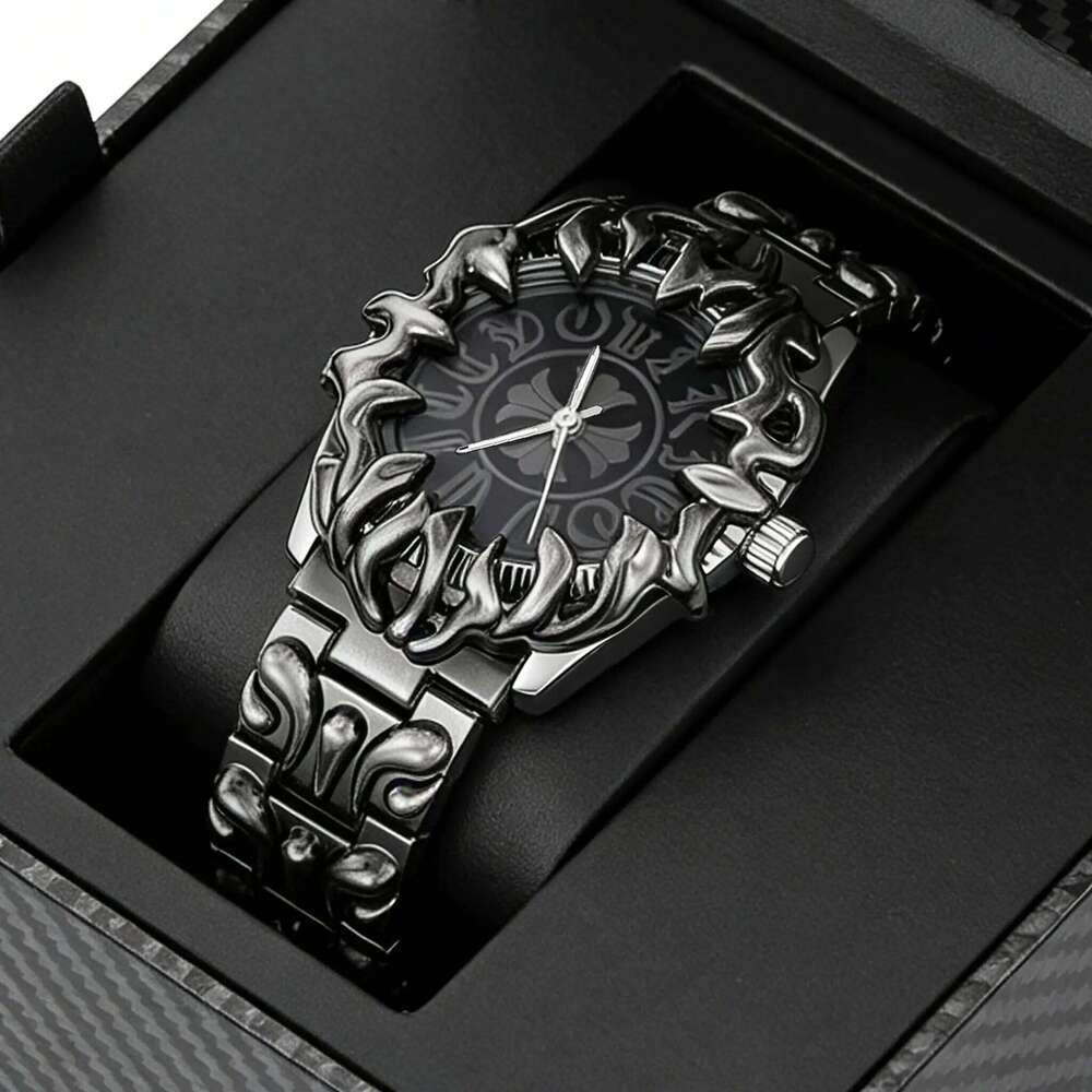 Quartz Croco Iris Shape Claw Alabaster Style Retro Y2K European American Hip hop Luxury Men Watch 26H0228