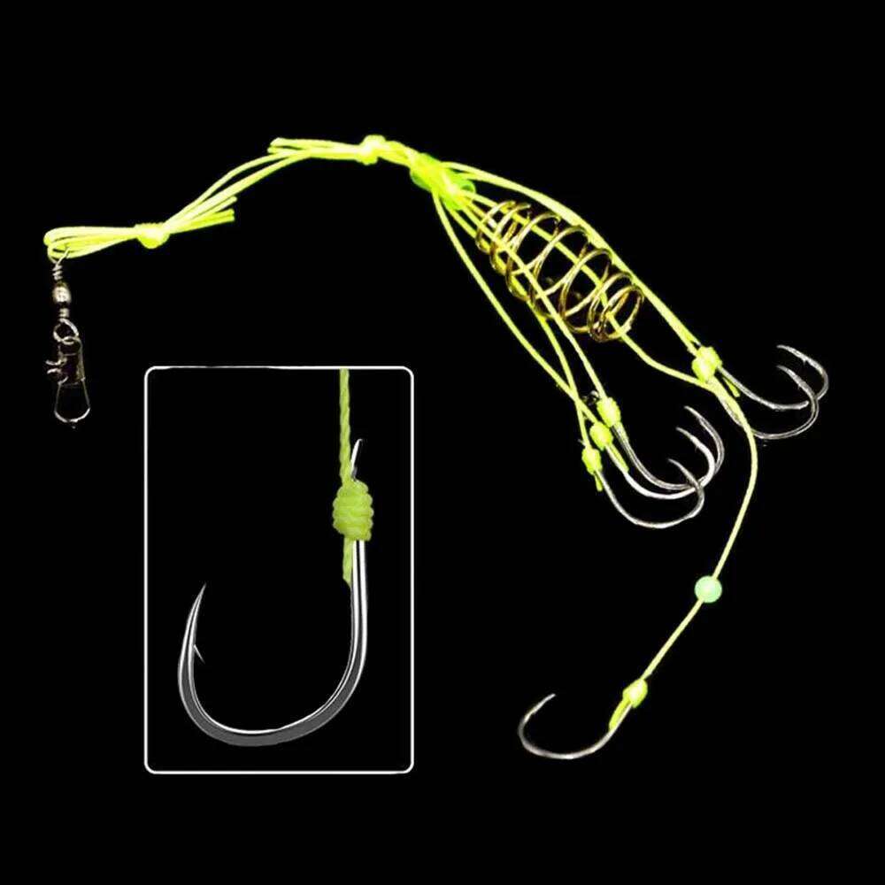 4PCS/box Explosion Fishing Spring Lure Green Line Bomb Anti-hanging End Throw Rod Hook Waist Drum Bait Cage Pesca Z260228