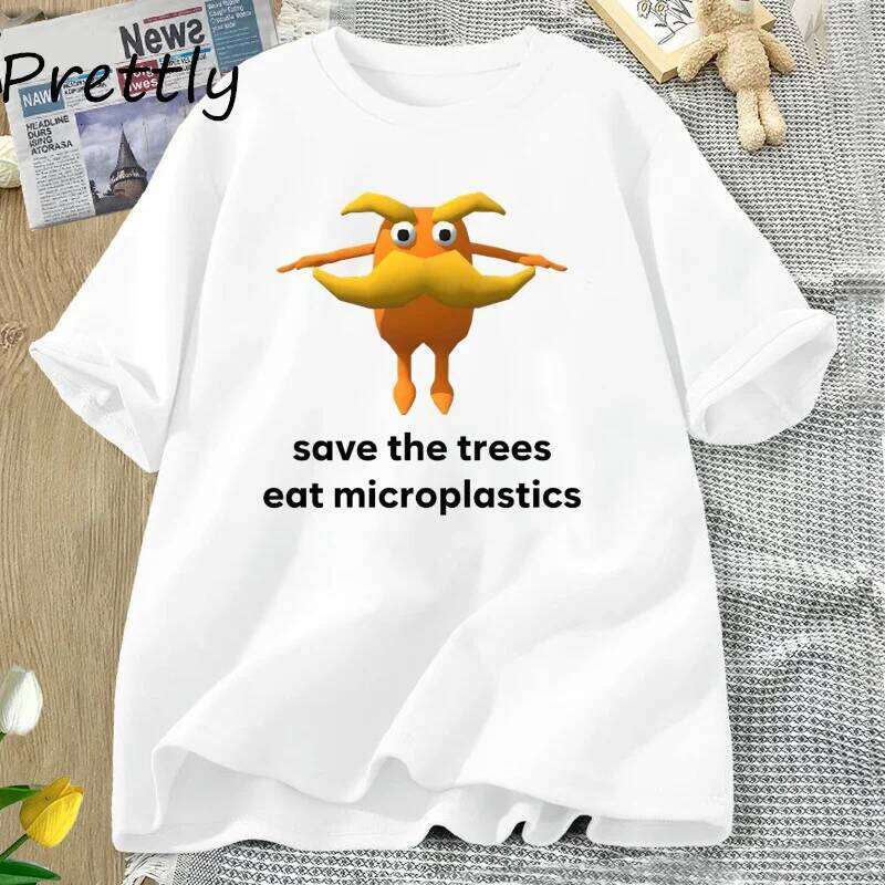 Save The Trees Eat Microplastics Funny Meme Shirt Women Men Weirdcore Joke T-shirt Summer O Neck Short Sleeve Graphic T Shirts C260228 - view 4