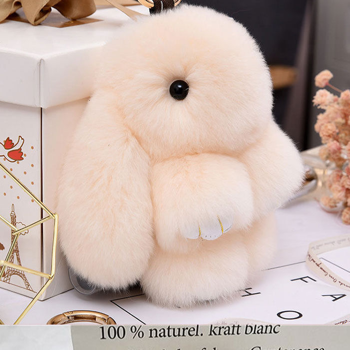 Fur Rabbit Keychain Pendant Rex Rabbit Fur Bag Car Keyholder Ring Chain Jewelry In addition cute rabbit toy keychain 241218