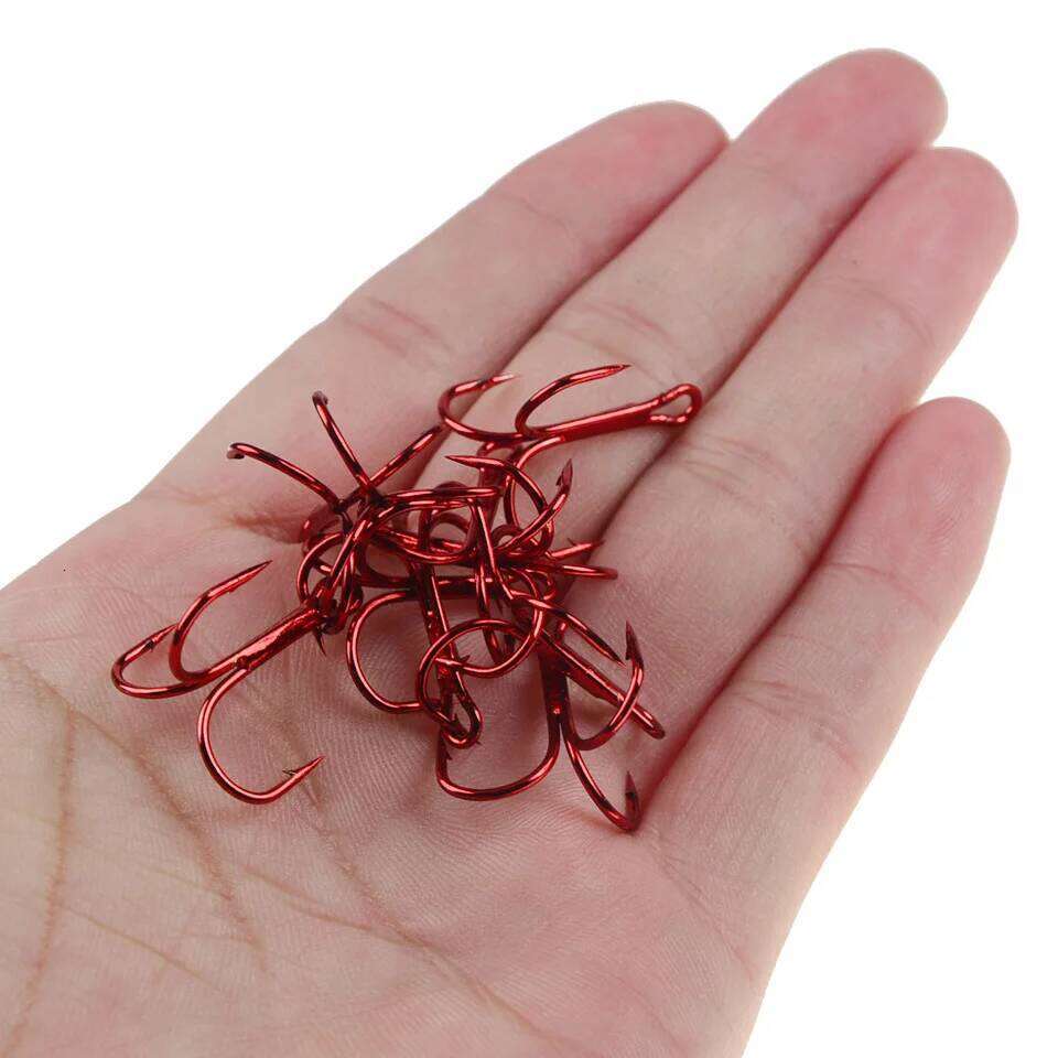 10PCS Black/Red Sharpened Treble Hooks Fish Fishing Tackle Tools Accessories Z260228