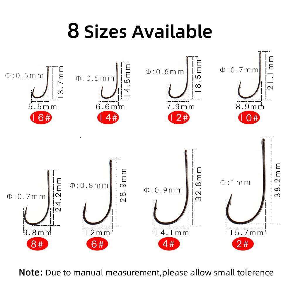 Wifreo 50PCS 16# - 2# Fishing Mid-Range Streamer Hooks Carbon Steel Barbed Hook for Minnows Woolly Buggers Trout Fly Pattern Z260228