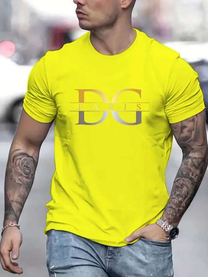 Men's T-shirt with gradient ramp letter print, quick-drying, breathable, high-quality street Harajuku clothing for summer C260228 - view 5