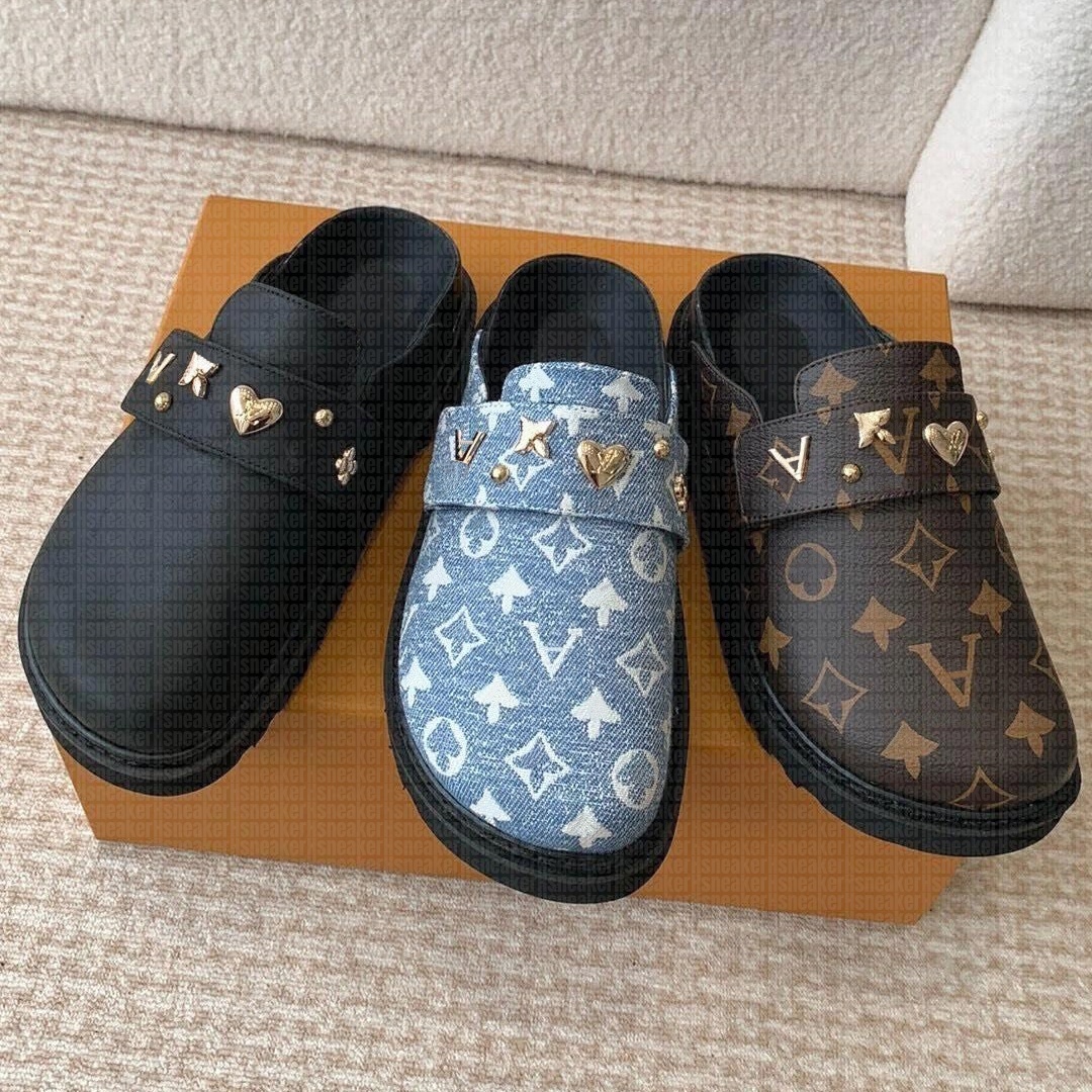 2026 Designer Slipper Cosy Flat Sandals Calfskin Mules Clogs Denim Letter Printing Comfort Casual Shoes Platform Luxury Easy Sandal Fashion Womens Fluffy Shoe