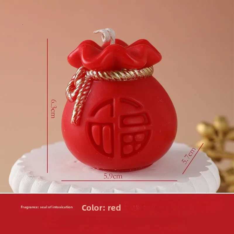 Aromatherapy Candle Fortune Bag Shaped Festive Souvenir for Chinese New Year Atmosphere DecorT260228