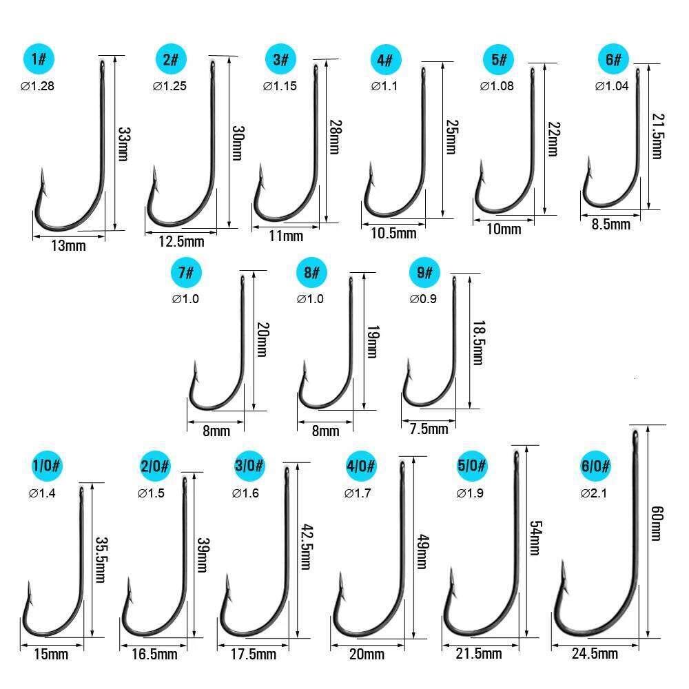 Elllv 50pcs Saltwater Fishing O'shaughnessy Hooks High Carbon Steel Long Shank Chemeical Tip Single Hook White/Black Nickle Z260228