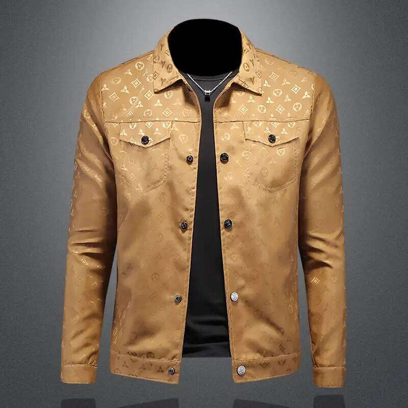 Men's Autumn Jacket Printed Flower Lapel Slim Fit Thin Casual Trendy High Quality Large Size