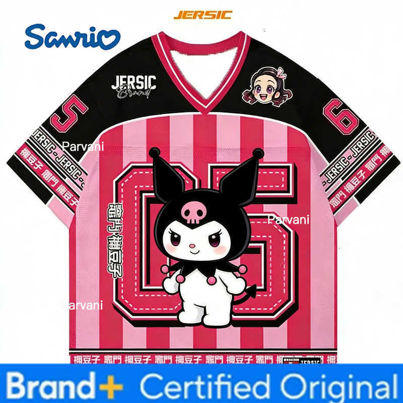 Sanrio 2026 Hello Kitty Special Edition Football Jersey Casual Sport Short Sleeve Harajuku Loose Tshirt Streetwear Kids/Adults Tops H260228