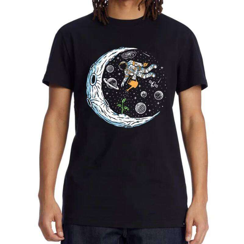 Summer Men's 100% Cotton Casual Funny Astronaut Design Print Loose O-neck T Shirt for Men Short Sleeve T-shirt Male Tops C260228 - view 4