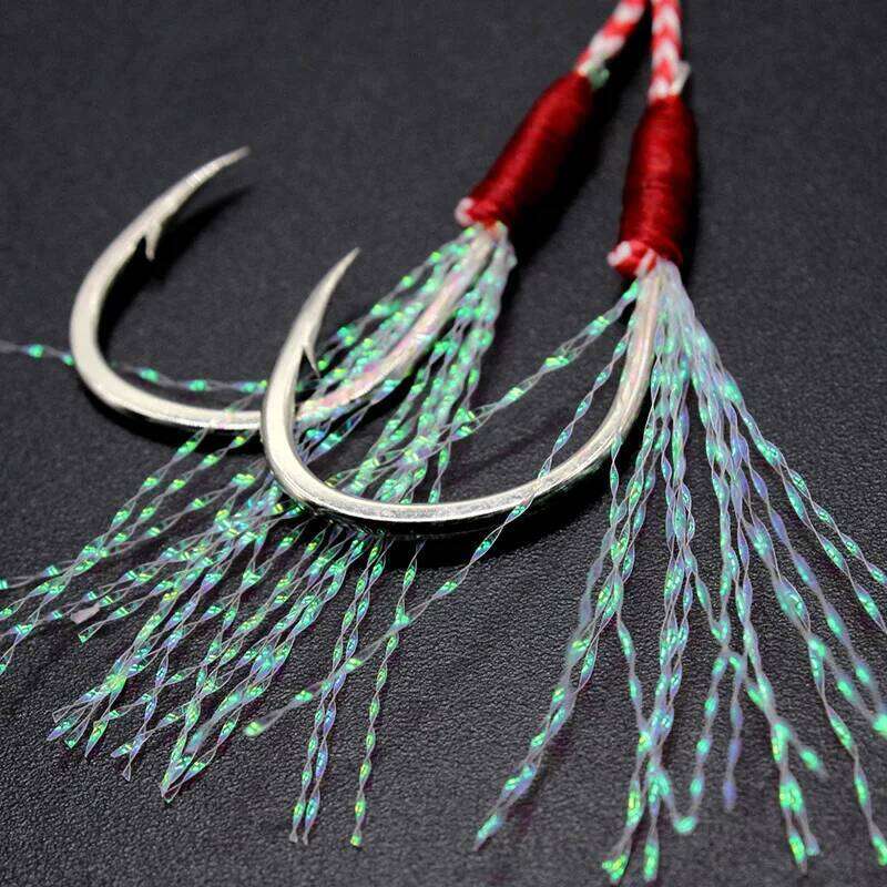 Chinook 10/20pcs Slow Jigging Twin/single braided Cast Jig Assist Hook High Carbon Steel Thread Feather Sea Pesca Z260228