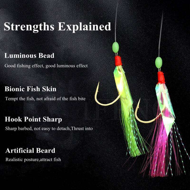 ZYZ Two-toned Fishing Sabiki Fish Skin String 12# 14# 16# 18# 20# 22# 1Set 6 Hooks With Luminous Bead Barbed Hook Z260228
