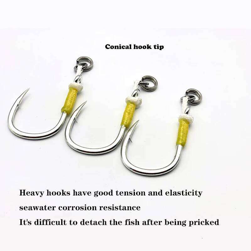 3PCS Testar Heavy Duty Assist Single Fishing Hooks 1/0 3/0 5/0 Slow Jigging Hook Vertical Fast Pitch Jig Lure Tuna Mackerel Z260228