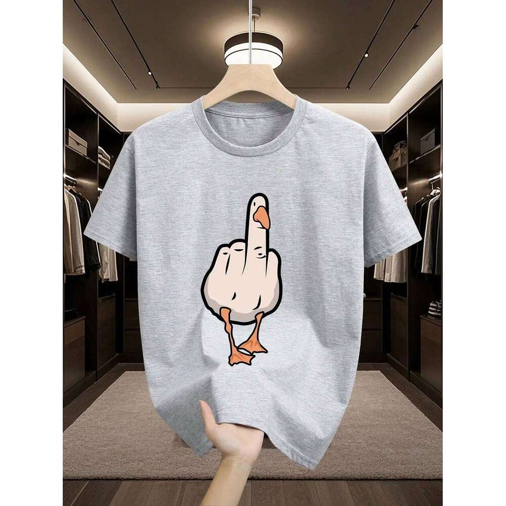 Men's Summer 100% Cotton High Quality Fashionable Casual Sports Loose Fun Pattern Printed Round Neck Short Sleeve T-shirt Top C260228 - view 3