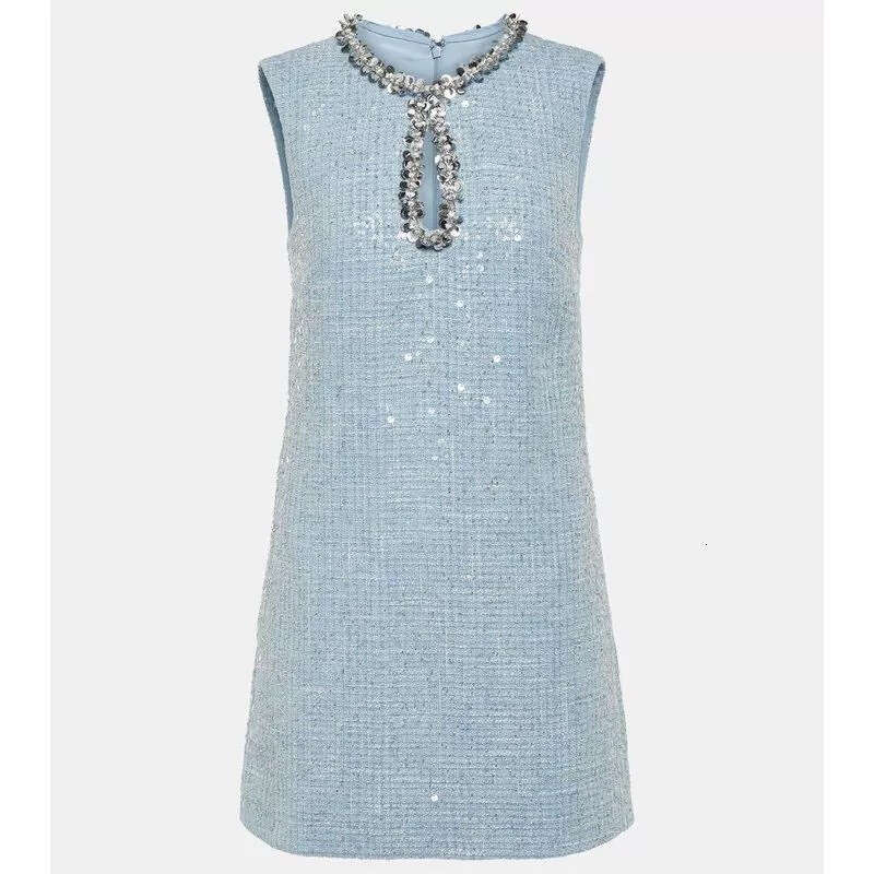 2026 Autumn/Winter New Fashionable Luxury a3 Elegant Women's Style Water Diamond Hollow Design Glitter Slim Sleeveless Dress