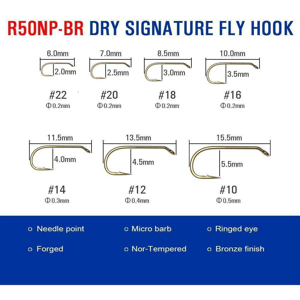 Mustad 30pcs Barbed Fly Fishing Tying Bronze Color Caddis/Eggs/Nymph/Streamer/Dry/Wet Hook for Trout Salmon Steelhead Bass Z260228