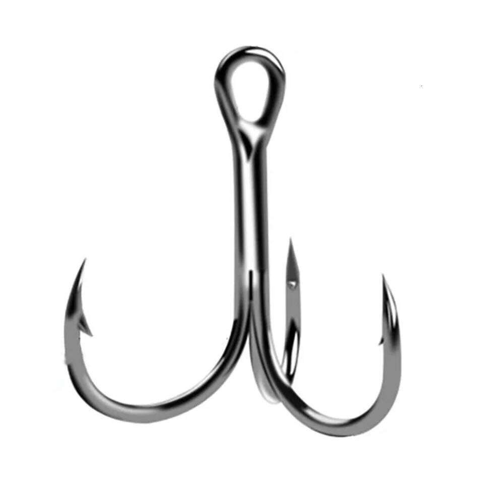 50pcs/lot Sharp Overturned High Carbon Steel Treble Barbed Round Bend For Bass Triple Hook Fishing Accessories Z260228