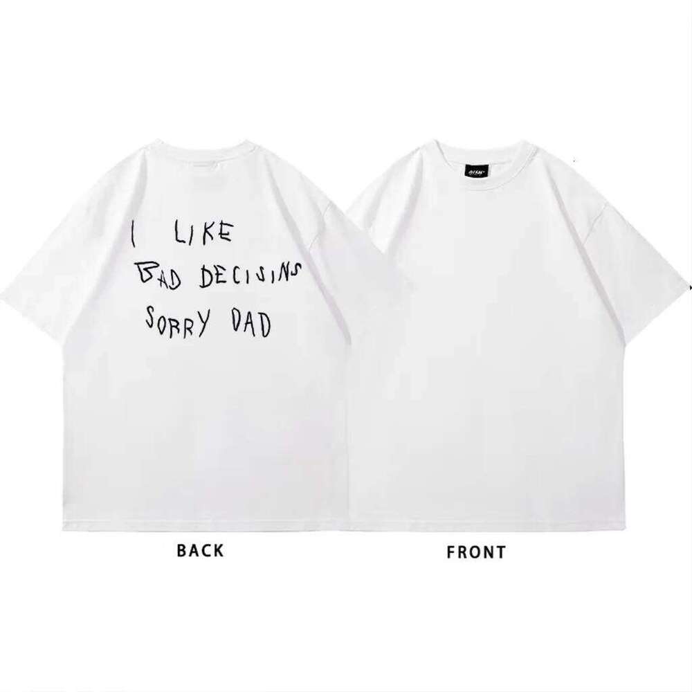 Men's Stylish T-shirt Beautiful Quote Print "I LIKE BAD DECISIONS. SORRY DAD" - Cool Streetwear Shirt with Hand-drawn Tops C260228 - view 4