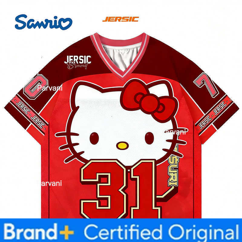 Sanrio Hello Kitty Special Edition Football Jersey Casual Sport Short Sleeve Harajuku Loose Tshirt Streetwear Kids/Adults Tees H260228