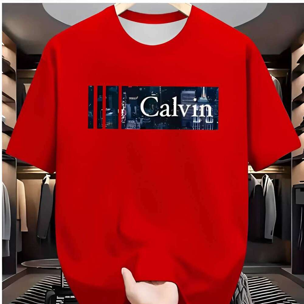 3D Logo T-Shirt: Vibrant Red Calvin Design Modern Urban Style Perfect for Spring/Summer Make C260228 - view 5