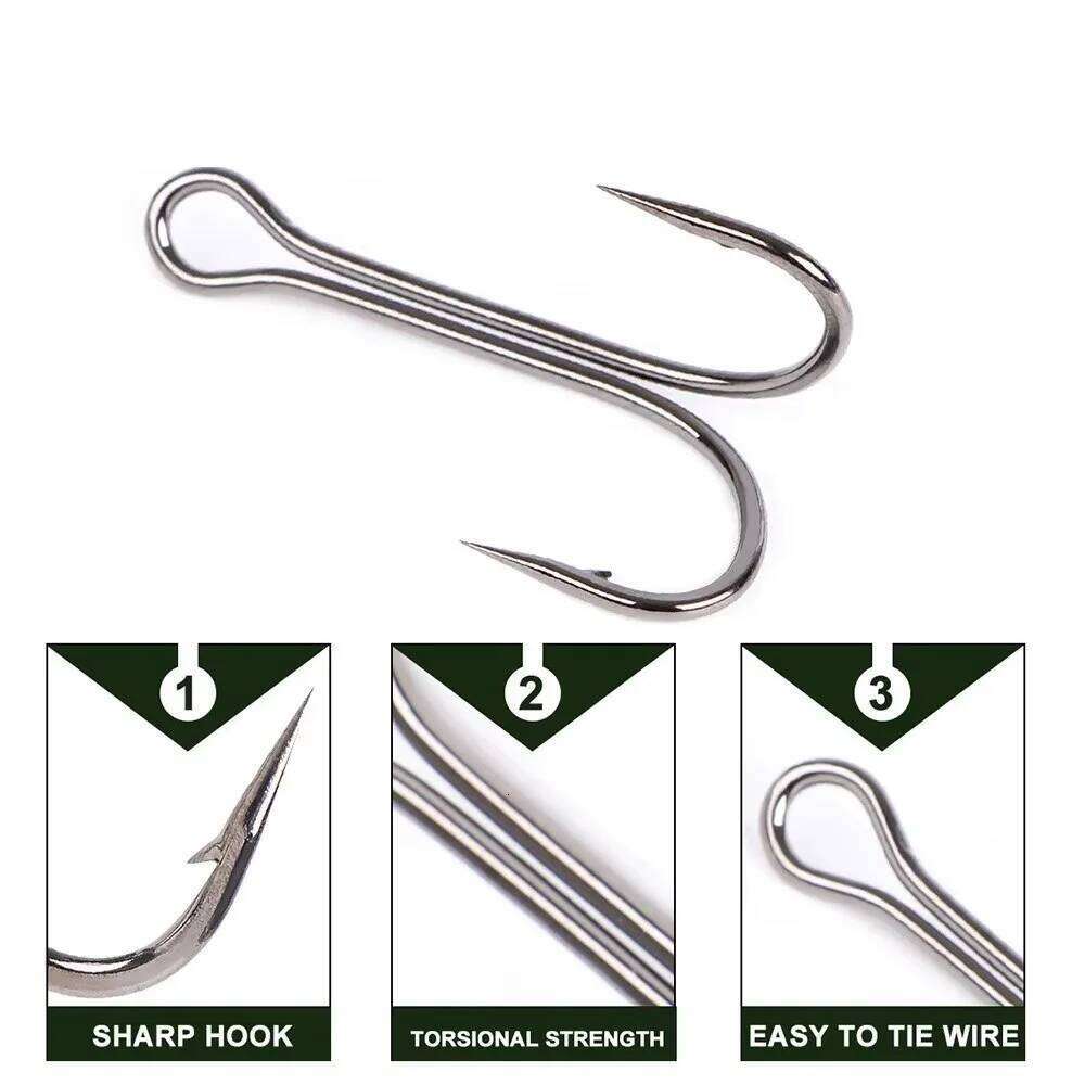 NGB 20PCS DIY Frog Double Fishing Hook 1/2/4/6/8# High Carbon Steel Fly Tying Worm Silicone Bait Lure Hooks Z260228
