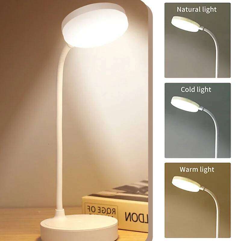 Table USB Plug Rechargeable Desk Bed Reading Book Night LED 3 Modes Dimming Eye Protection Light Bedside Lamp Z260227