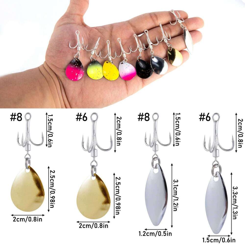 3/5pcs Bladed Treble with Willow Colorado Replacement Fishing Hook Spinner Blade Bass Pike Walleye Trout Saltwater Z260228