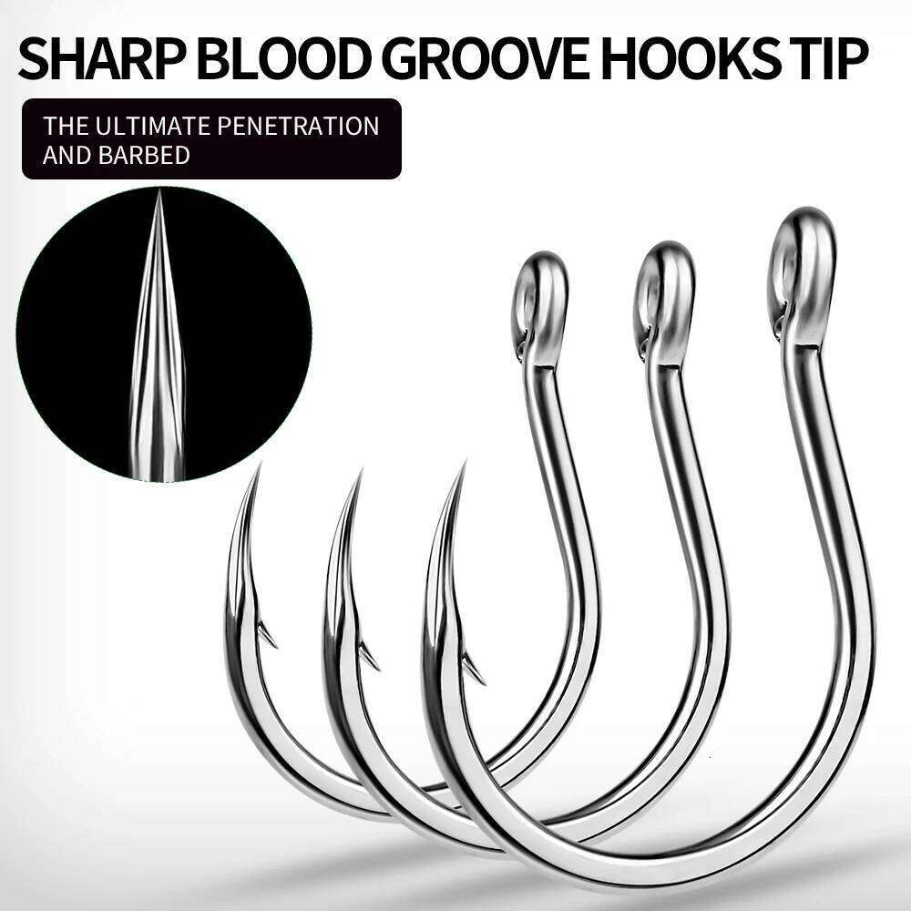 PROBEROS 10Pcs Jigging Hook Barbed Inline Hooks Saltwater high Carbon Steel Fishing Accessories Z260228