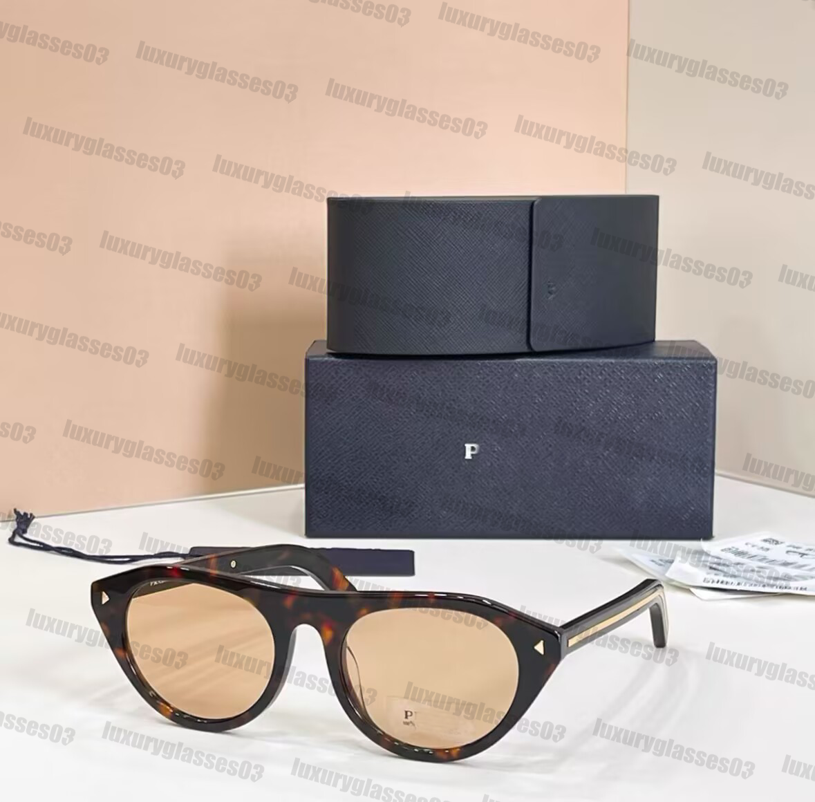 2026 Spring New Pilot Sunglasses Women Designer Acetate Cat Eye Small Frame Chamomile Yellow Lenses Fashion Trend Style Wearing Sunglasses PRB15