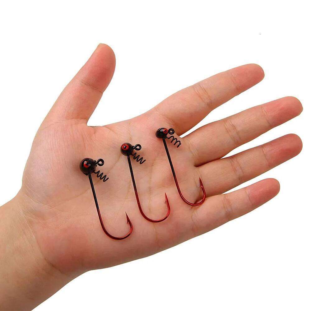 6Pcs Jig Head Shaky Football head Soft Worm Lure spring lock Weighted jig fishing Hooks for Bass Fishing 1/4 1/8 1/16oz Z260228
