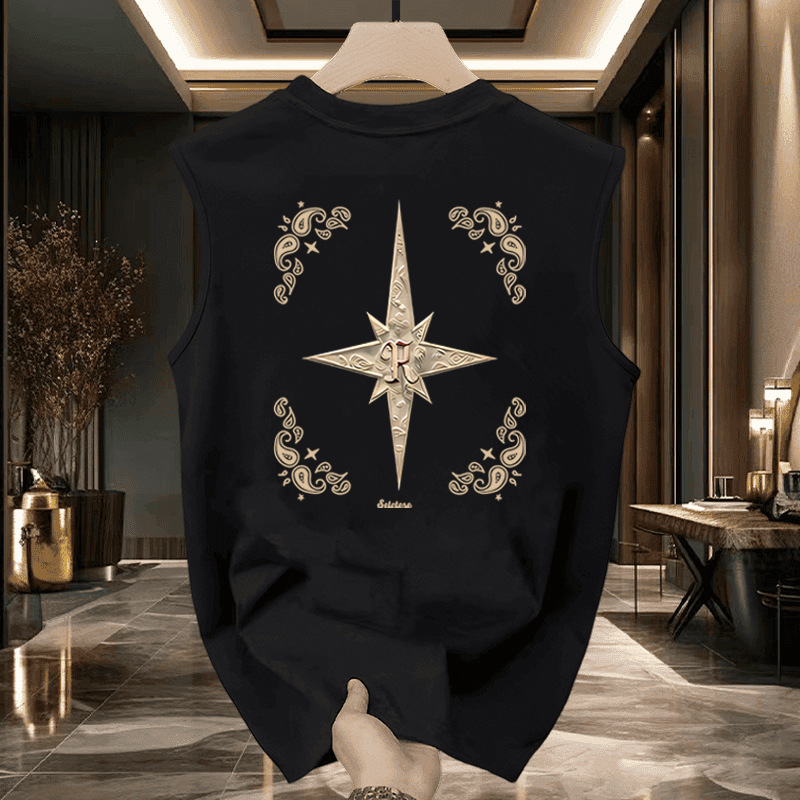 Luxury Brand Designer Clothes 100% Cotton Sports Tank Top Sleeveless T-Shirt Vest Men Summer Trendy Brand Niche High Street American Style Loose Versa