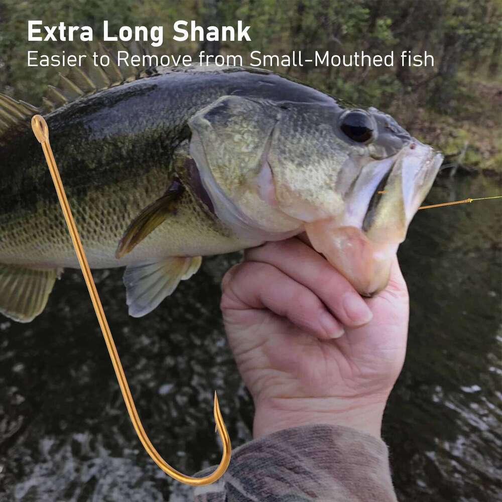 Long Shank Aberdeen Offset High Carbon Steel Fishing Hook Live Bait Freshwater Walleye Trout Bass Catfish Z260228