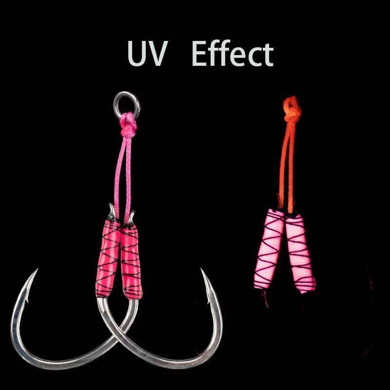 2 pairs/pack High Carbon Steel Jig Double Barbed Lure Accessories Slow Jigging Fishing Hooks Z260228