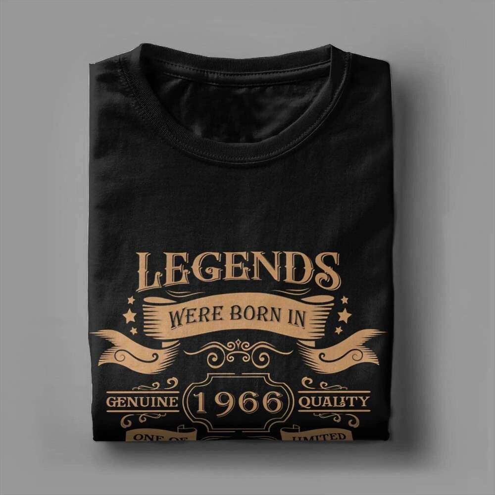 Mens Womens Born in 1966 vintage age 60 years old funny 60th birthday Shirt 100% Cotton Printed T-Shirt Clothing Outfits C260228 - view 5
