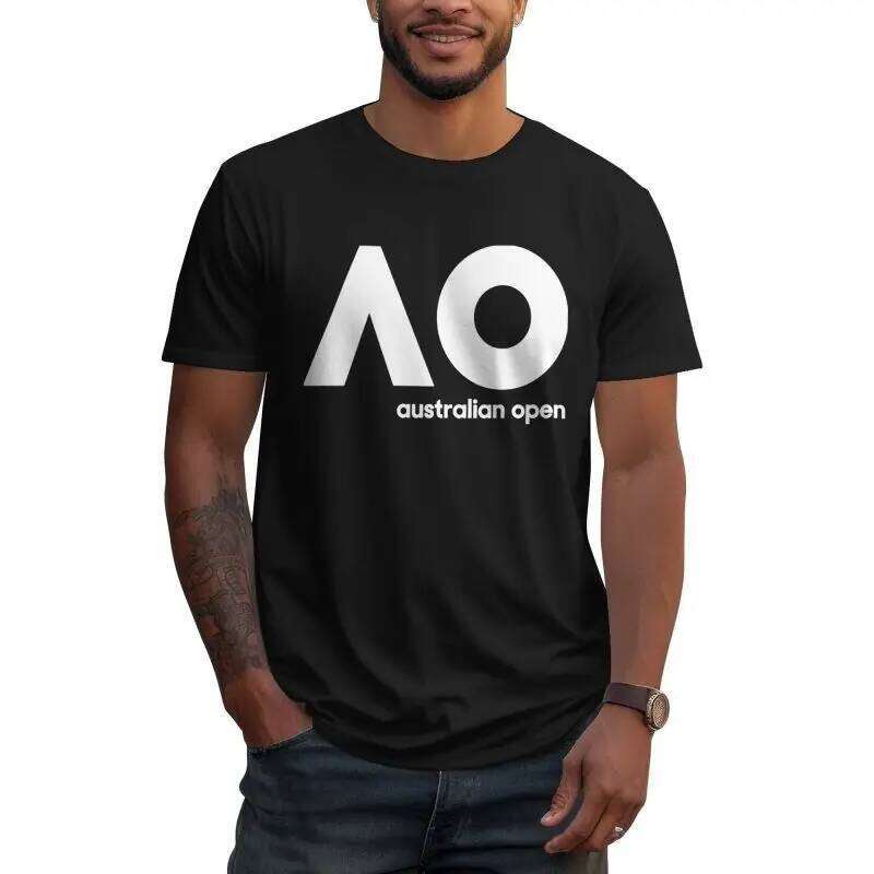 Australian Open AO Print Black T-shirt Men Large Size Casual T-shirts Summer Cotton Short Sleeve Tops Tees Streetwear C260228 - view 7