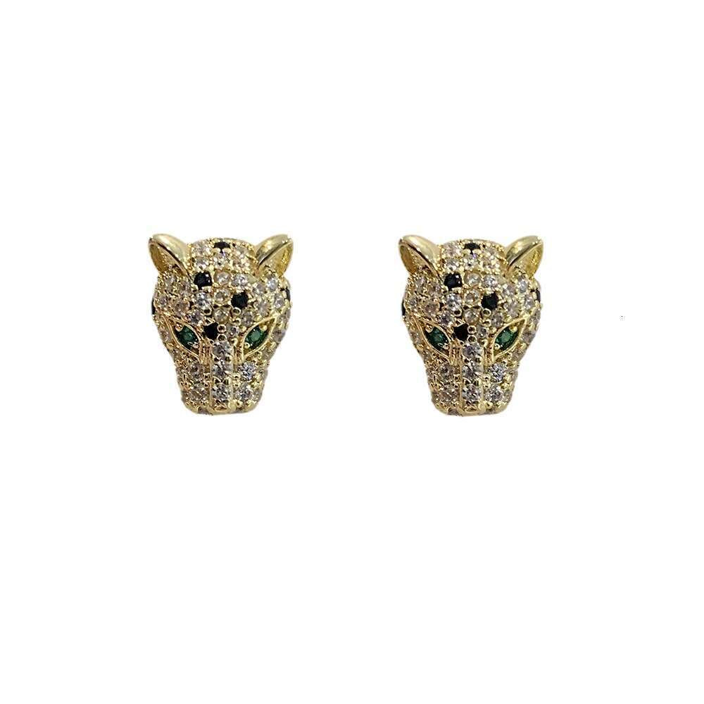 Green-Eyed Leopard Design Zirconia Earrings Sterling Silver Stud Earrings Fashionable Women's Holiday Gift