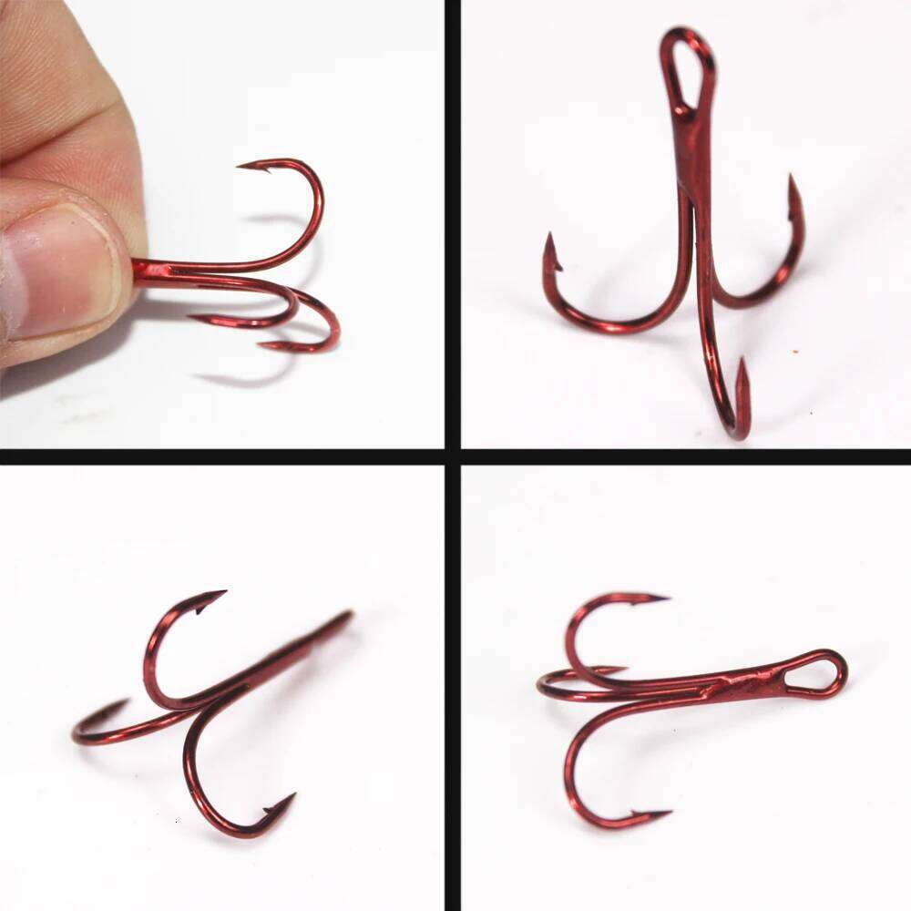 15Pcs/lot 13B Three Red Nickel Color Fishhook 1/2/4/8/10/12/14# Fishing Hook High Carbon Steel Treble Hooks gamakatsu Z260228