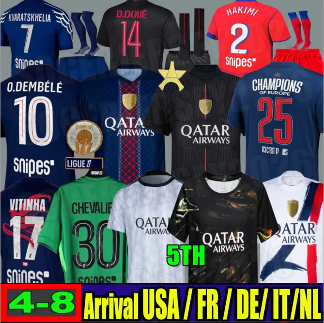 psges jersey 25 26 Ousmane Dembele jersey Khvicha Kvaratskhelia GonCalo Ramos Gianluigi kit Soccer Jerseys kids paris st germain jersey