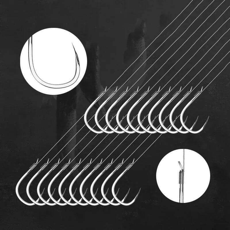 10 pair With Tippet Line 45cm Set Carbon Steel Double line Hooks Fish Barbed Carp Fishing Z260228