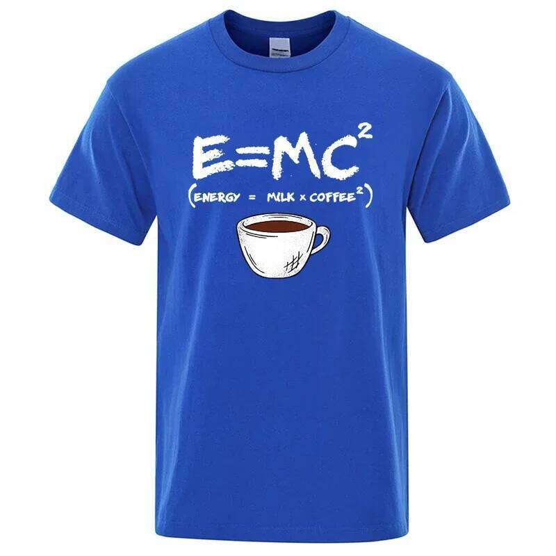 Summer Men's T-shirt 100% Cotton Casual Funny Energy=Milk+Coffee Print Cool Loose O-neck Tops For Men Short Sleeve Male Tees C260228 - view 6