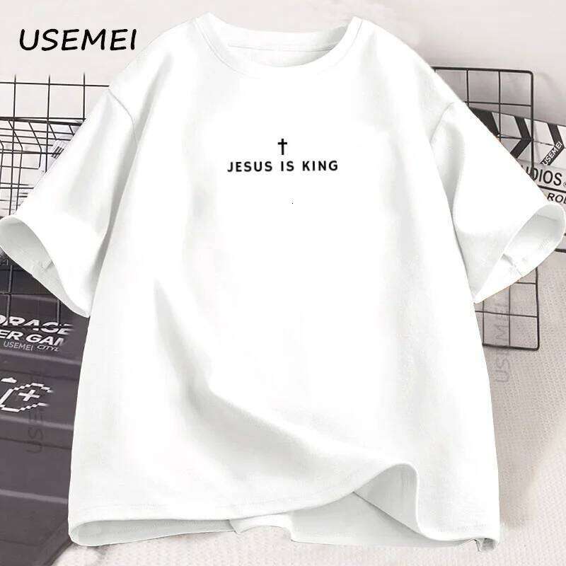 Is King T Shirt Men Women Christian Merch Jesus T-Shirt Faith Cotton Short Sleeve Round Neck Graphic Tees C260228 - view 4