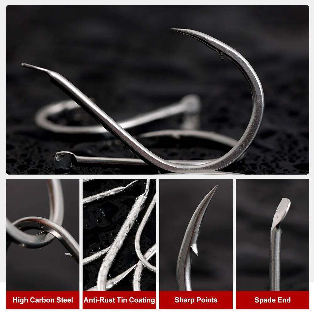 JIGGINGPRO 30/50 Pcs 10#-22# High Carbon Stainless Steel Jigging Barbed Carp Hooks Fishing Tackle Z260228