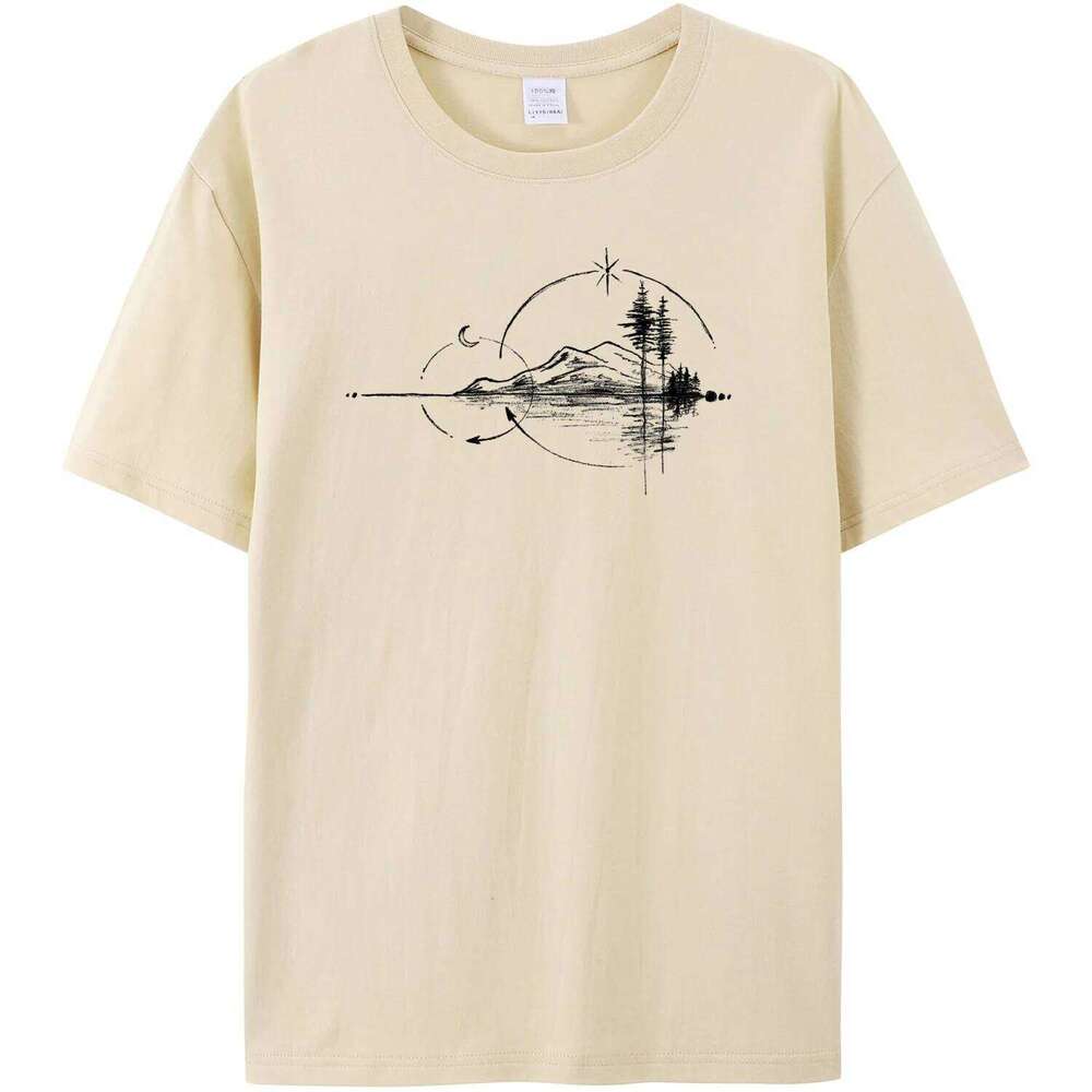 Men's Geometric Mountain Short-Sleeve Printed Casual T-Shirt 180GMS 100% Cotton Funny Graphic Outdoor Nature T Shirts For Summer C260228 - view 3