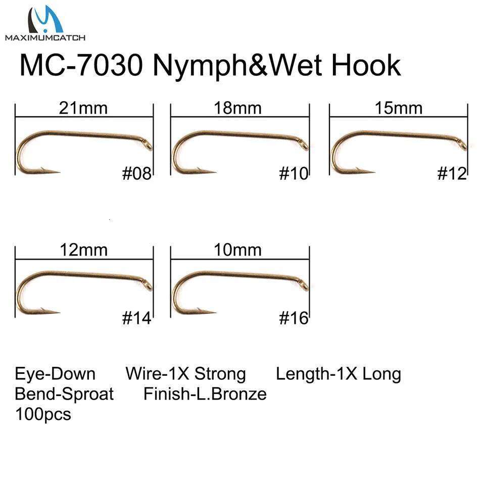 Maximumcatch 100pcs 4#-22# Fish-Friendly Barbed Fishing Dry&Wet&Nymph&Shrimp Caddis Pupa Streamer Fly Hooks Z260228
