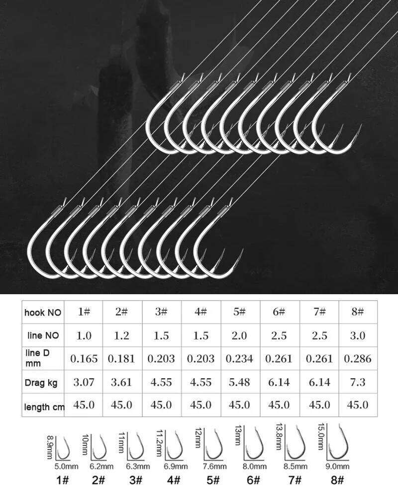 10 pair With Tippet Line 45cm Set Carbon Steel Double line Hooks Fish Barbed Carp Fishing Z260228