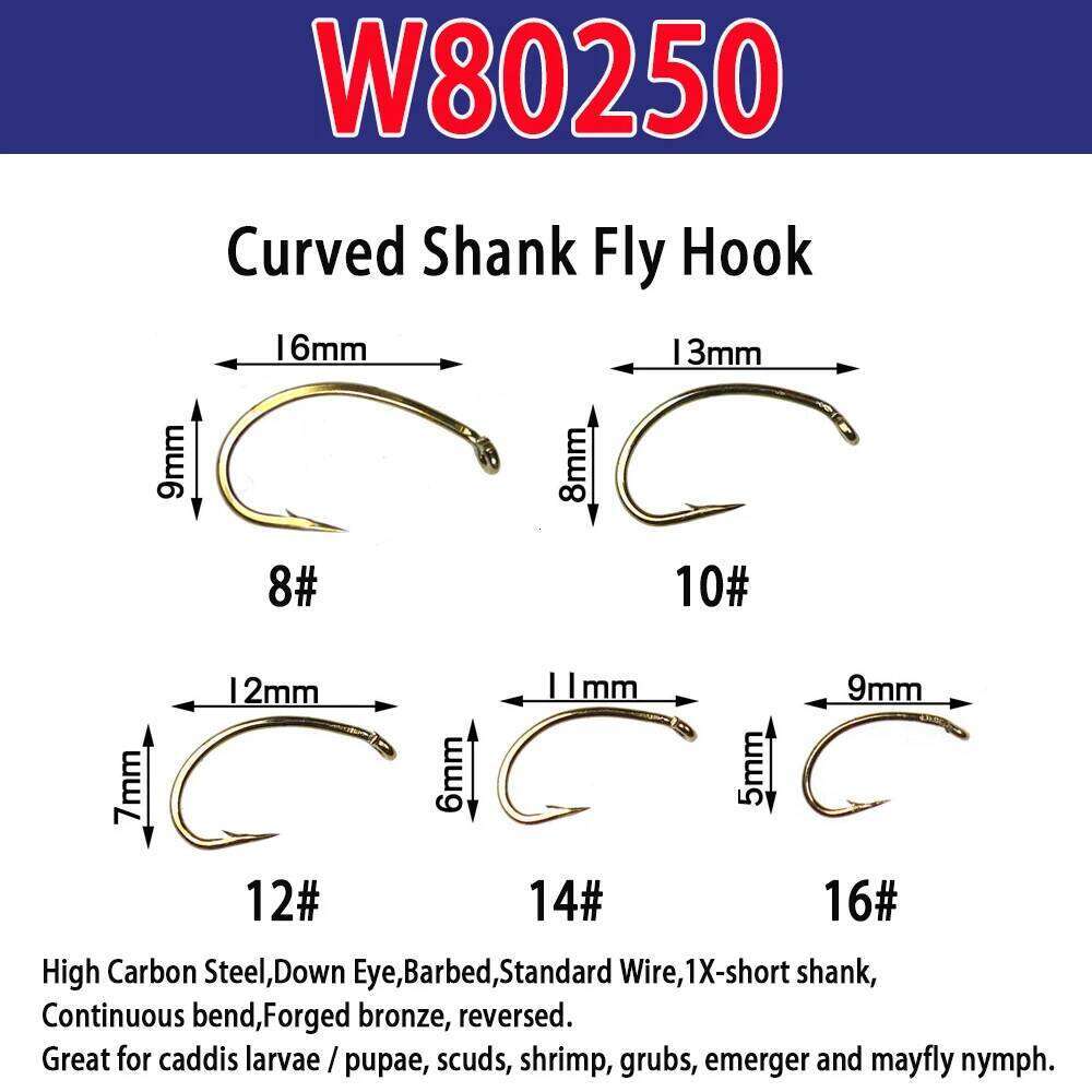 Vampfly 50pcs Barbed Fishing Nymphs Pupa Egg Dry Wet Jig Nymph Caddis Streamer Fly Tying Hook Z260228